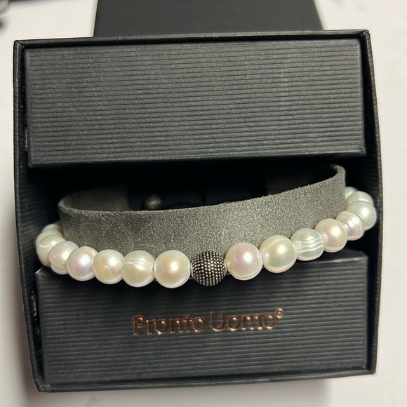 Pronto Uomo White Pearl Bracelet New! - Picture 7 of 10